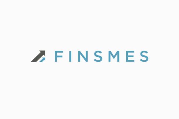 Finsmes logo text with an arrow pointing northeast