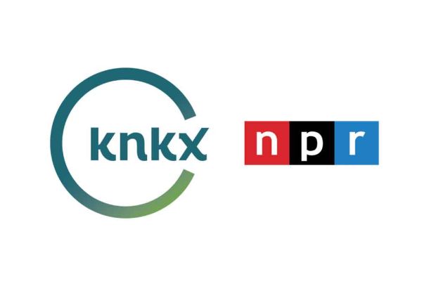 KNKX logo in a circle to the left of the NPR logo